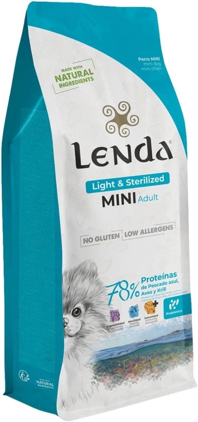 Lenda Mini Light & Sterilized 2 kg - Pienso para Perros Adultos de Talla Mini - Pienso Natural Bajo en Calorias - Comida para Perros Pequeños Esterilizados o con Tendencia al Sobrepeso