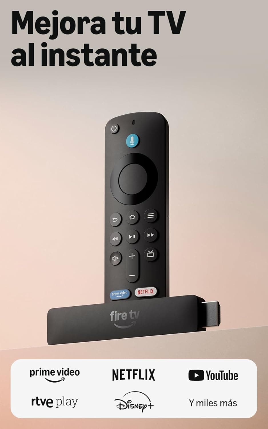 Amazon Fire TV Stick HD (última generación), con TV en directo gratuita, mando por voz Alexa, alimentación directa desde tu TV y configuración fácil, encuentra series más rápido con Alexa+