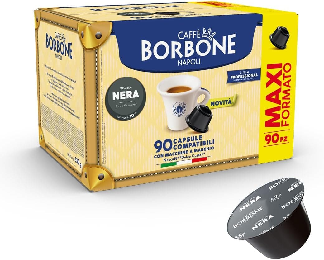 Caffè Borbone Mezcla de Café Negra - 90 Cápsulas - Compatibles con Máquinas de Café Nescafè®* Dolce Gusto®*