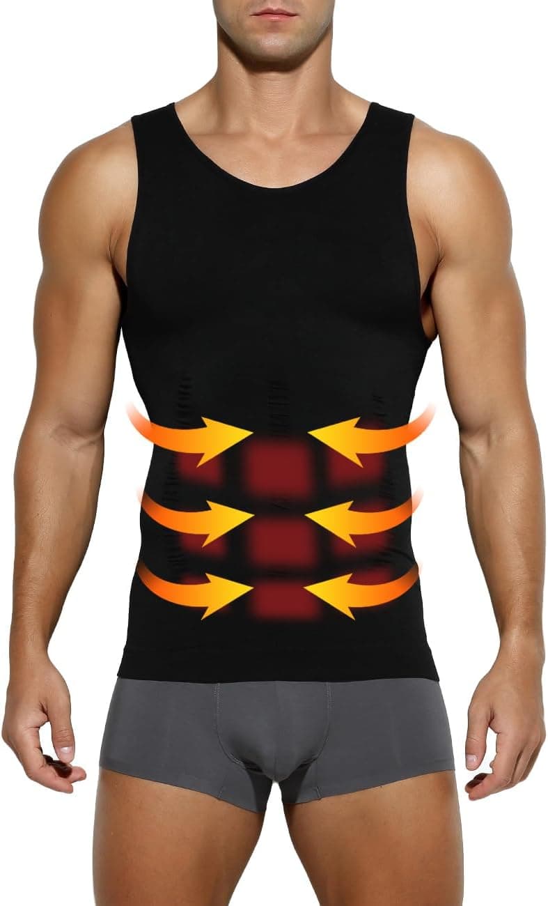 Casey Kevin Faja Chaleco Hombre, Camiseta Reductora Compresión, Camisa de Compresión Slim para Hombres, Alta Elasticidad Body Shaper Chaleco(Tamaño: S-XXL)