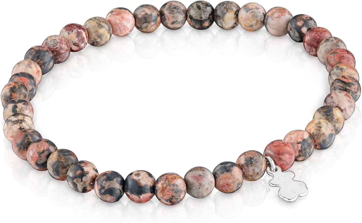 TOUS Pulsera Elástica Marrón con Motivo de Oso en Plata de Primera Ley para Mujer, 16.5cm de Largo, Colección Basics