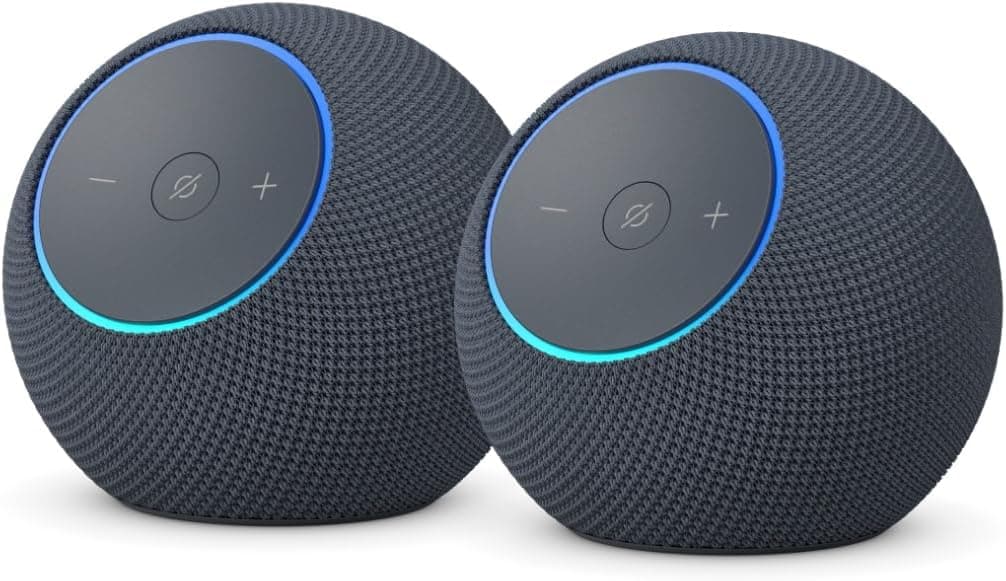 Amazon Echo Dot Max (última generación): altavoz con sonido envolvente y controlador de Hogar digital integrado, Grafito, con Acceso Anticipado a Alexa+ (Paquete de 2)