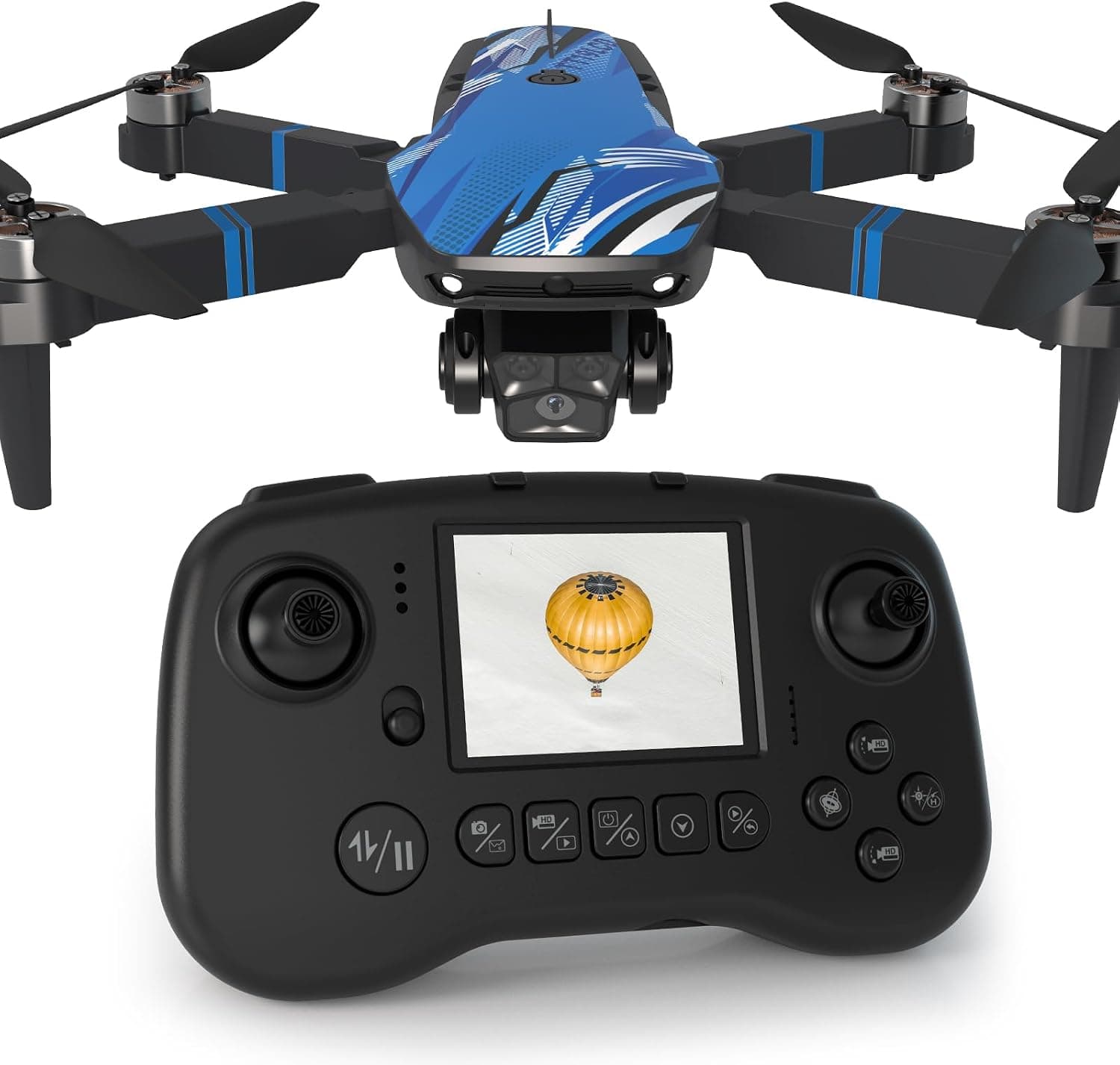 Drone para Adultos Dron para Niños, Pantalla LCD RC, FPV Live Vídeo Mini Drones, 3D Flips, Esquiva de Obstáculos en 270°, RC Cuadricóptero Plegable para Principiantes, Tarjeta SD hasta 32GB Regalo