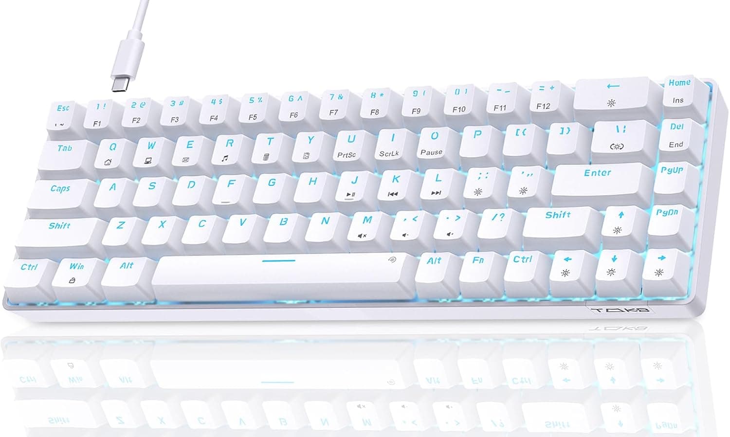 Dierya T68SE Teclado Mecánico Gaming Mini 60% Red Switch Mechanical Keyboard con Retroiluminación LED,Cable USB-Type C,Teclado Ultra-Compacto 68 Teclas Anti-Fantasma US Layout para PC/Windows