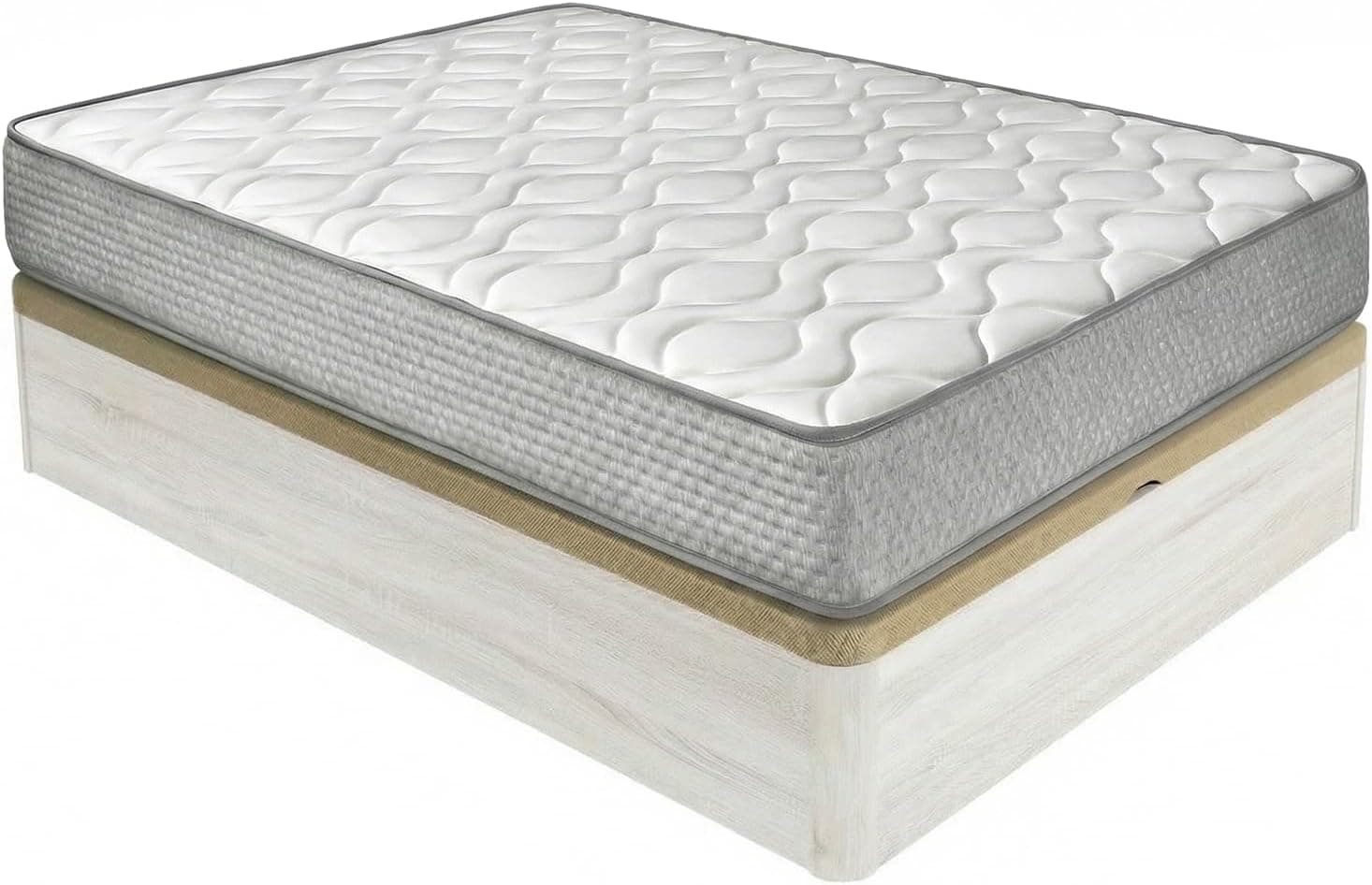 Duérmete Online - Pack Colchón Viscoelástico Marko Reversible + Canapé Madera Abatible Gran Capacidad | Color Gris Polar 135 x 190