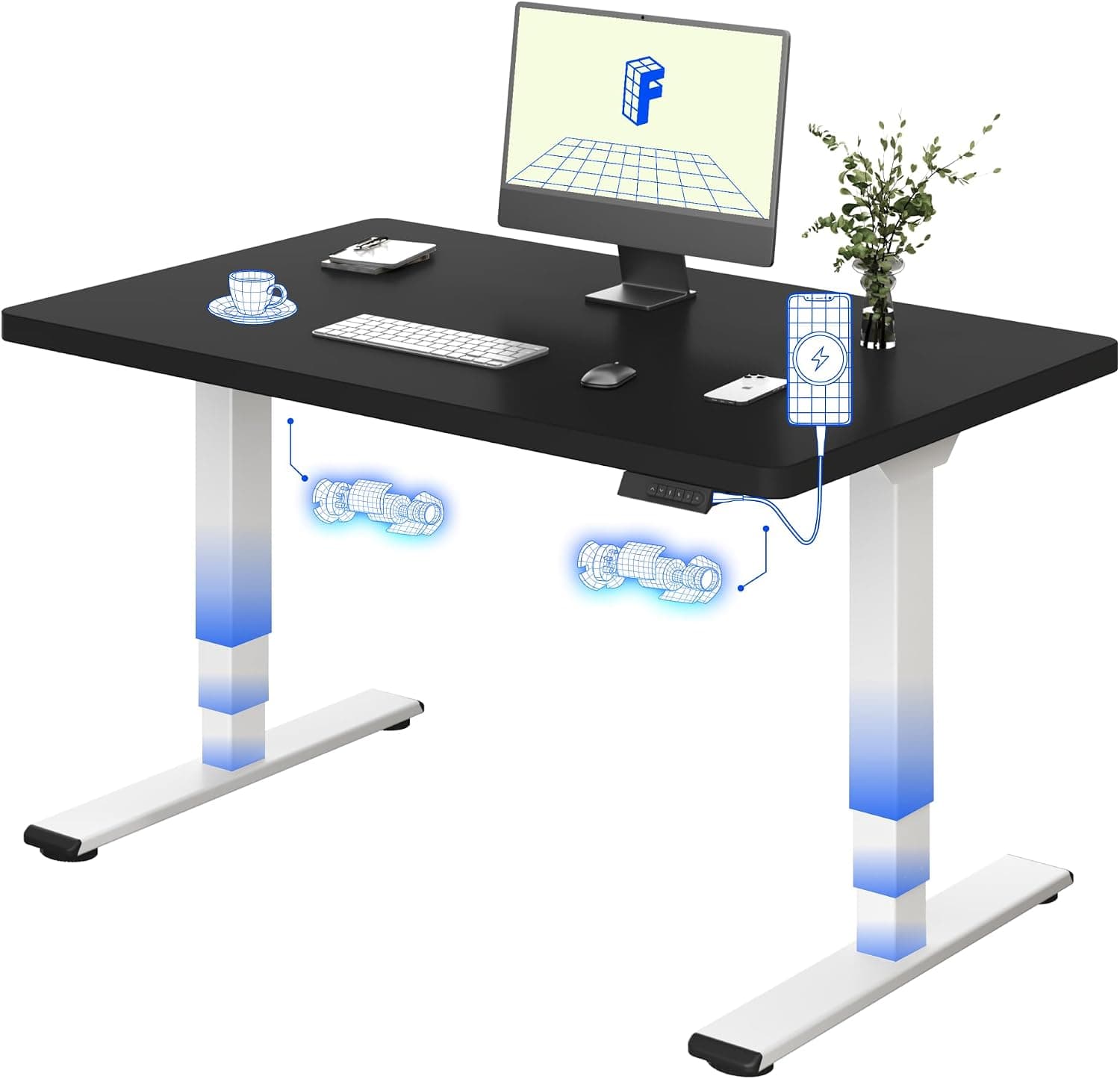 FLEXISPOT E5 Plus Escritorio Elevable 120x80, Doble Motor, USB