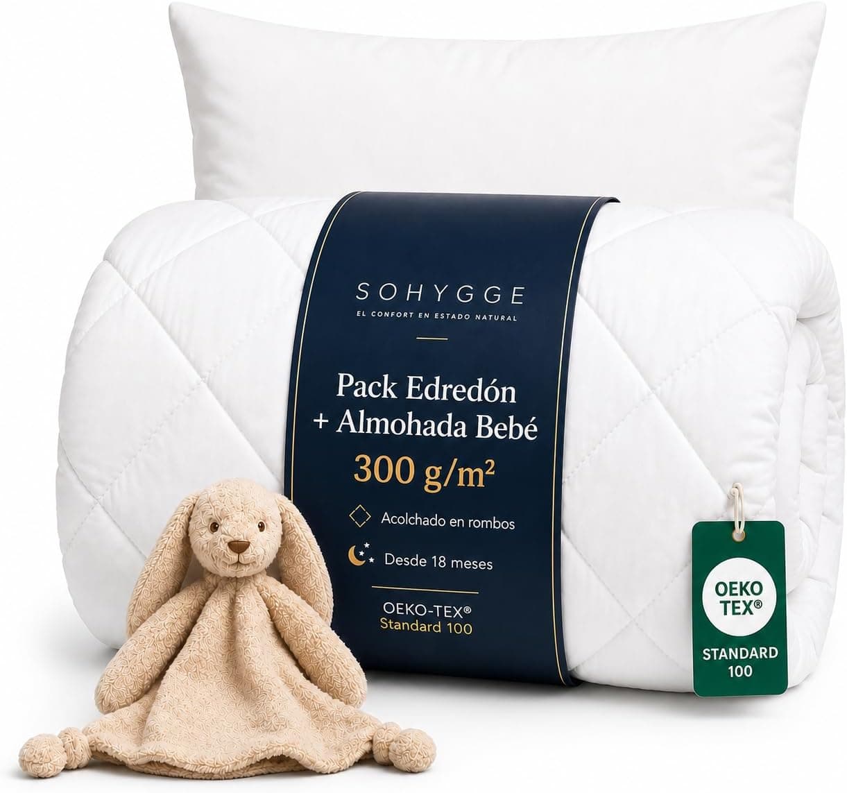 SOHYGGE - Juego de edredón Infantil 100x135 cm con Almohada 35x55 cm – para Cuna 70x140 – Ultra Suave, Relleno nórdico 4 Estaciones, Lavable 60 °C, Oeko-Tex