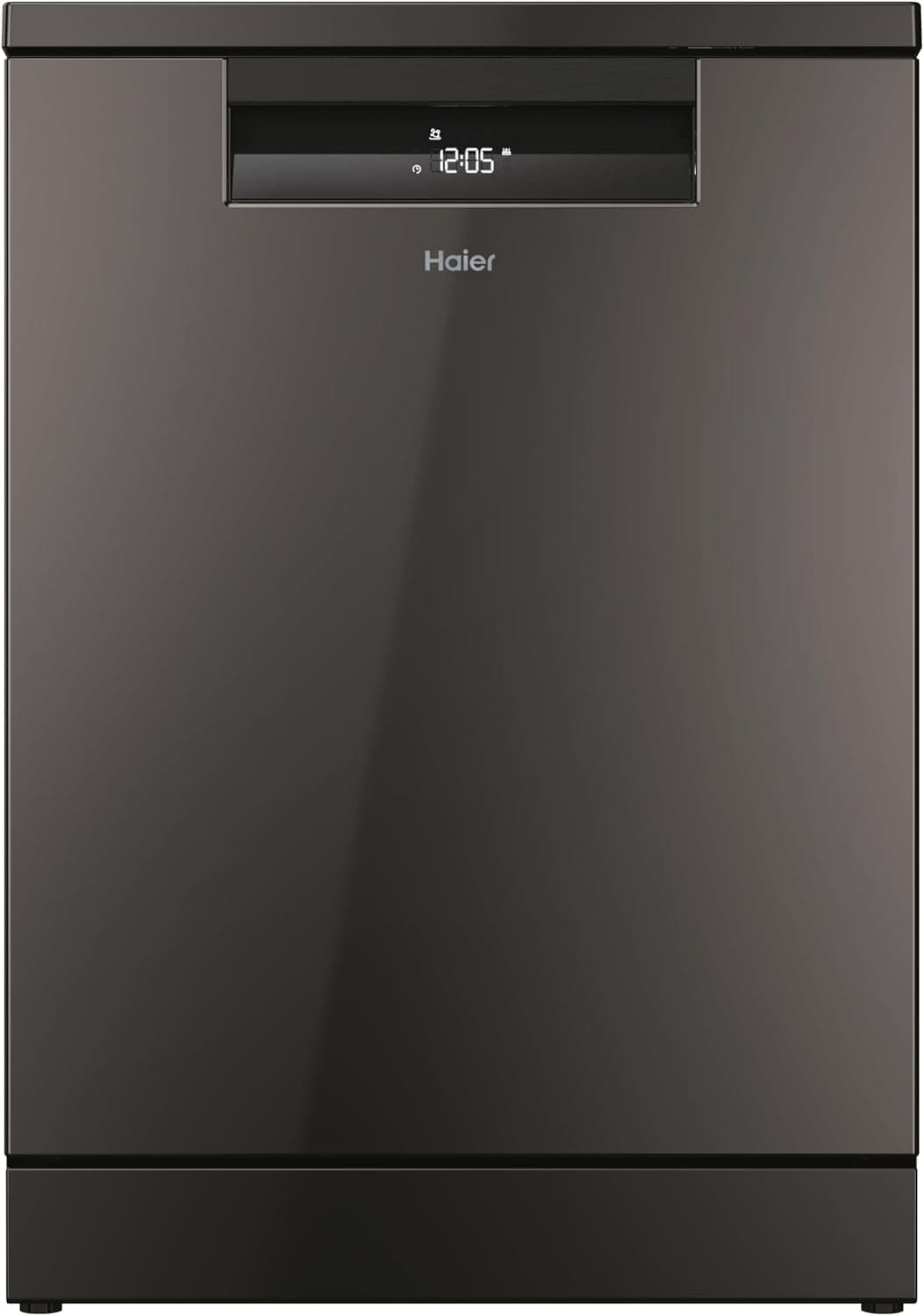 Haier I-Pro Shine Serie 7 XF 4A4M4PA Lavavajillas Independiente 60CM, Motor Inverter, 14 Cubiertos, Tercera Bandeja, 10 Ciclos, WIFI, Maxi Tub, Bloqueo Infantil, Apertura Automática, 44DB, Negro
