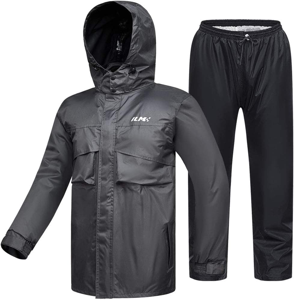 ILM Chubasquero Moto Impermeable Hombre-Traje de Lluvia Resistente al Desgaste, 6 Bolsillos, Juego de 2 Piezas con chaqueta y pantalones