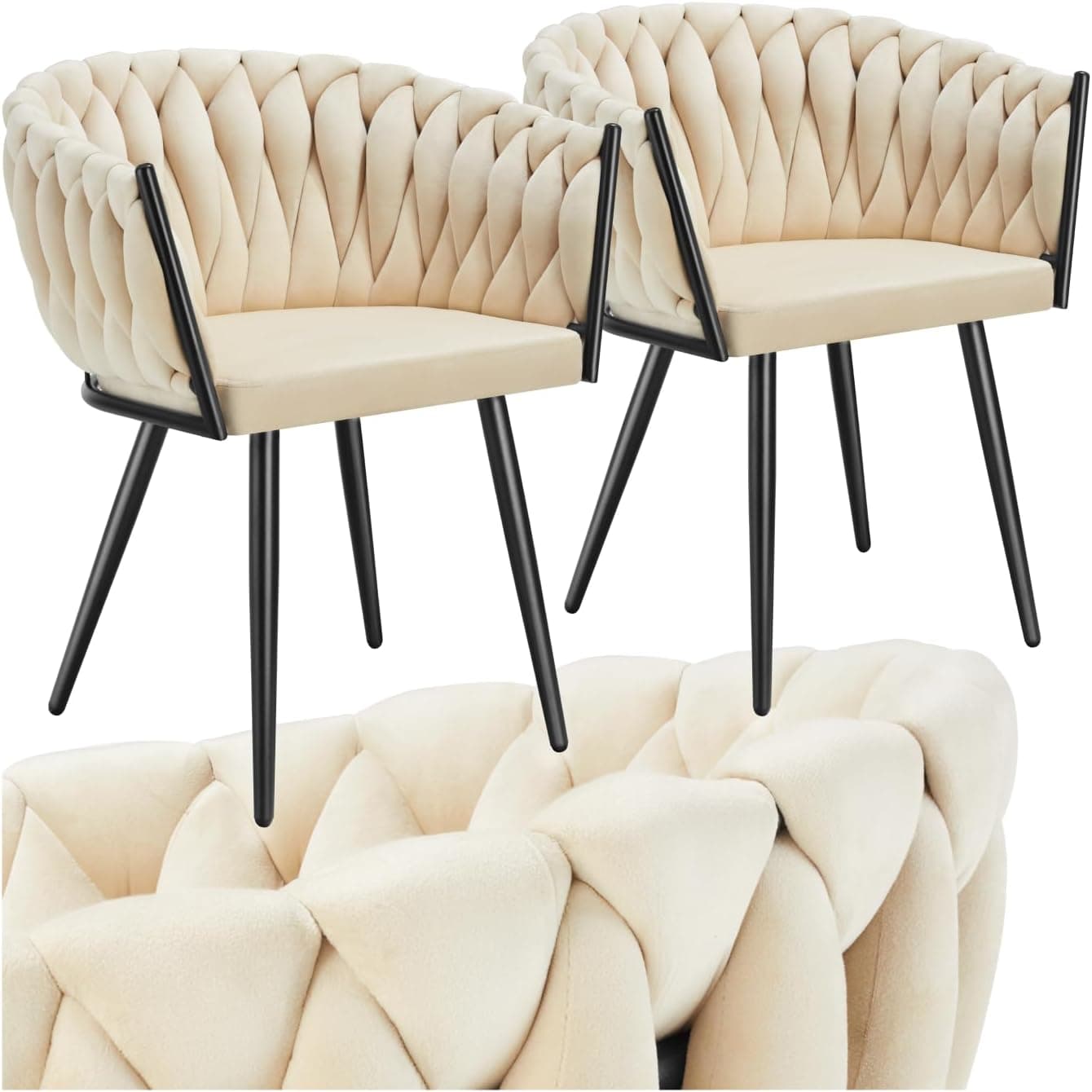 tectake® Juego de 2 Sillas de Comedor, Terciopelo, Reposabrazos, Acero