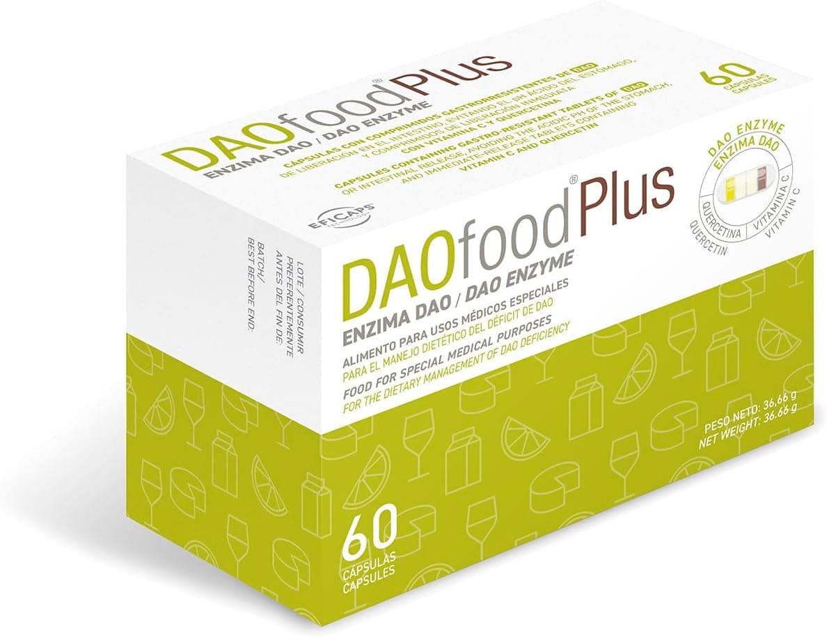 DR Healthcare - DAOfood Plus - Enzima DAO - Quercetina y Vitamina C - Contribuye al Equilibrio de la Histamina Alimentaria - 60 Cápsulas con Mini-comprimidos Gastrorresistentes de DAO