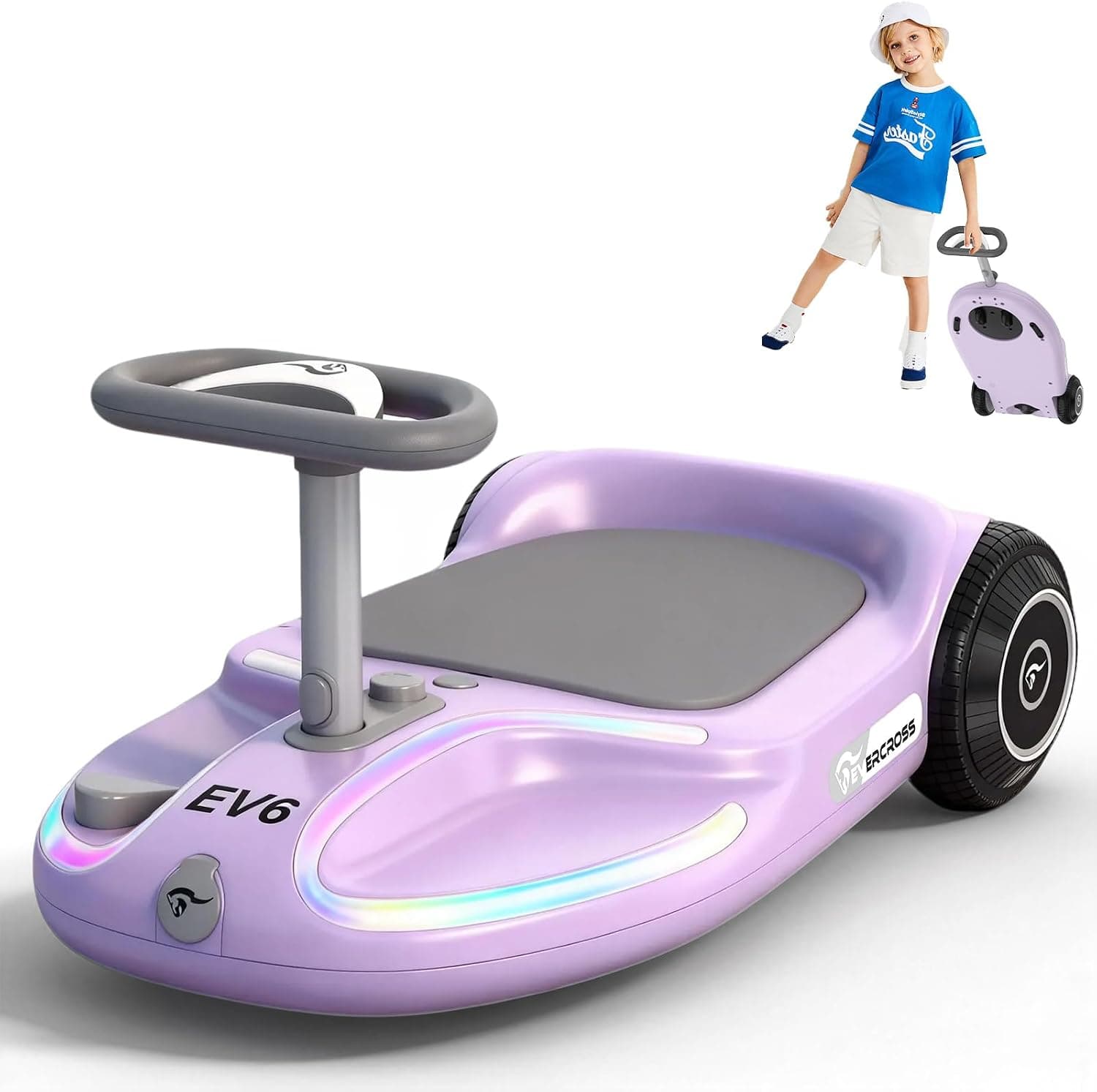 EVERCROSS EV6 Coche Electrico para Niños, 4 en 1 con Música Bluetooth