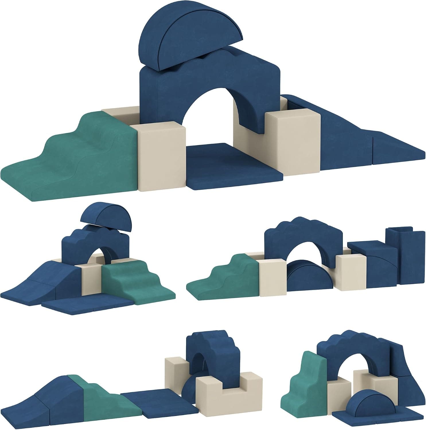 AIYAPLAY Juego 7 Bloques Espuma Niños Montessori Base Antideslizante Azul