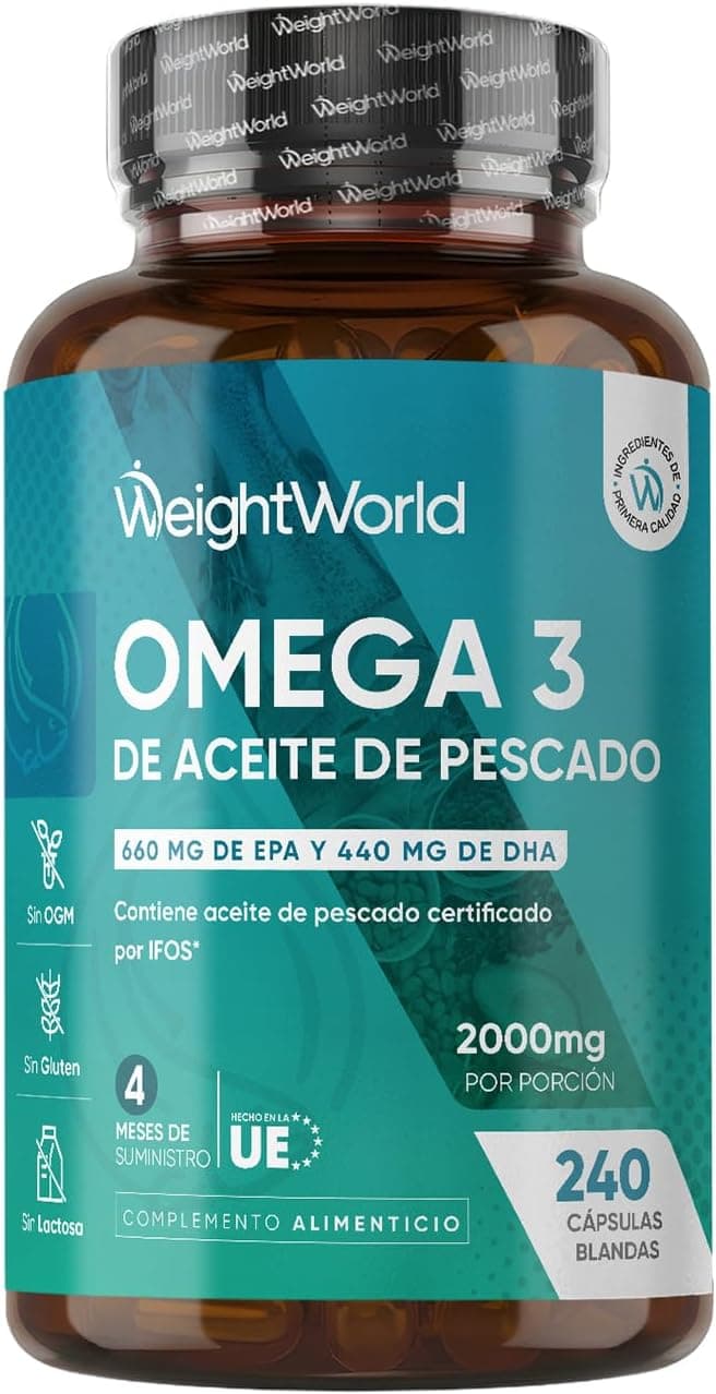 Omega 3 2000mg - 240 Perlas Aceite Pescado IFOS* (660mg EPA + 440mg DHA)