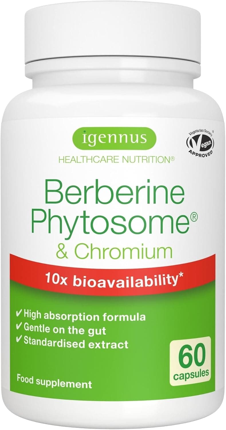 Igennus Berberina 550 mg Fitosomada, Acción Dual con Picolinato de Cromo