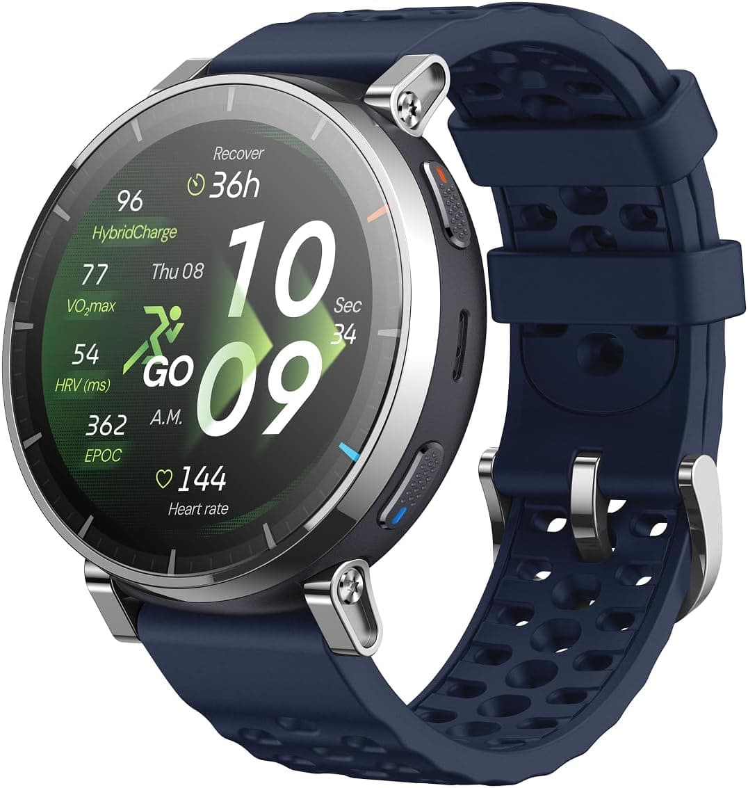 Amazfit Active 3 Premium Reloj Inteligente GPS Running, Pantalla AMOLED 1,32" Zafiro, Batería de 12 Días, 4GB, NFC, Mapas Offline, 170+ Modos de Entrenamiento, 5 ATM, Smartwatch para Android iPhone