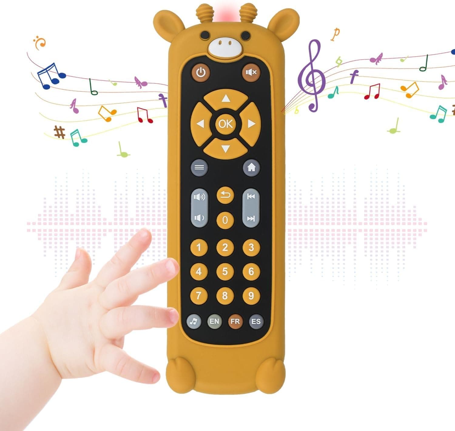 Juguete de Control Remoto de TV para Bebés con Luz y Sonido, Juguetes Musicales para Niños, Juguetes con Sonido Sensorial Regalos de Educación Temprana para Niños y Niñas (Negro Jirafa)