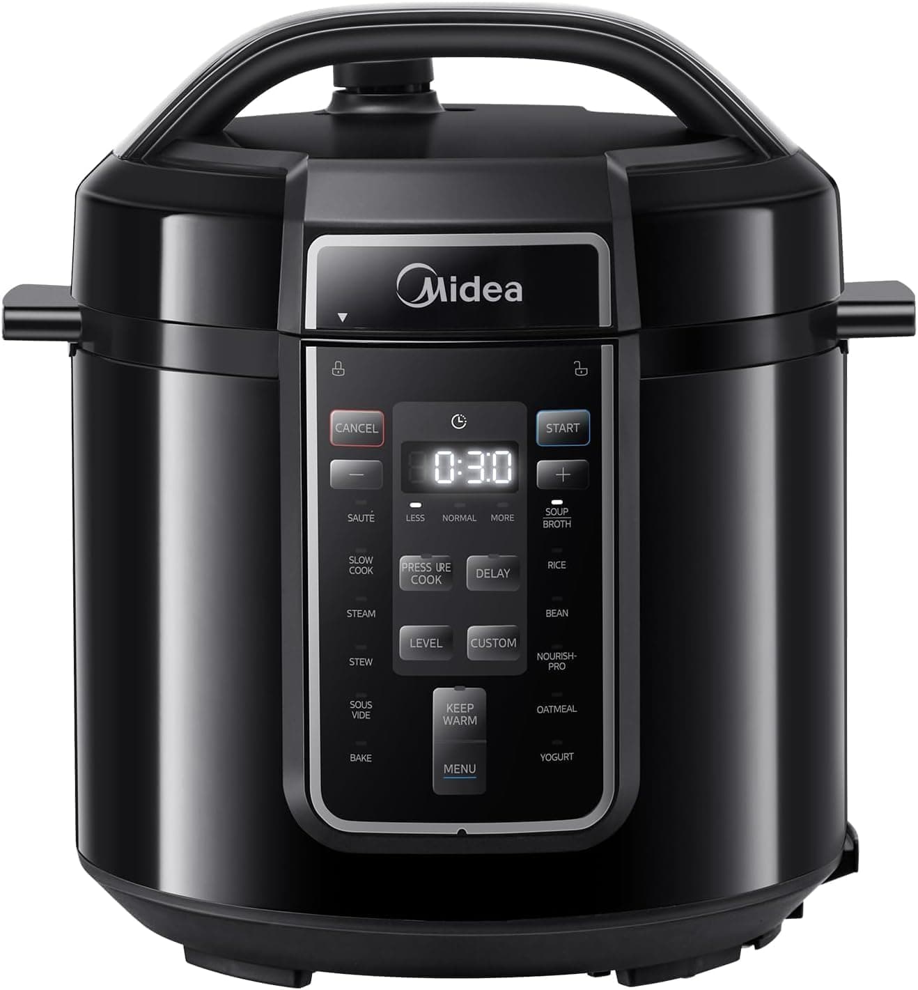 Midea Olla Eléctrica 9 en 1, 12 Preajustes Instantáneos, Antiadherente, Arrocera, Cocción Lenta, Vapor de Acero Inoxidable, 6 Cuartos