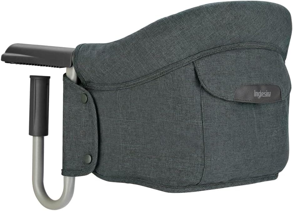 Inglesina Fast, Asiento de Mesa Plegable, Gris Oscuro (Charcoal Grey), Fácil de Transportar, Lavable, Instalación Segura, Hasta 15 kg, 35 x 27 42 cm