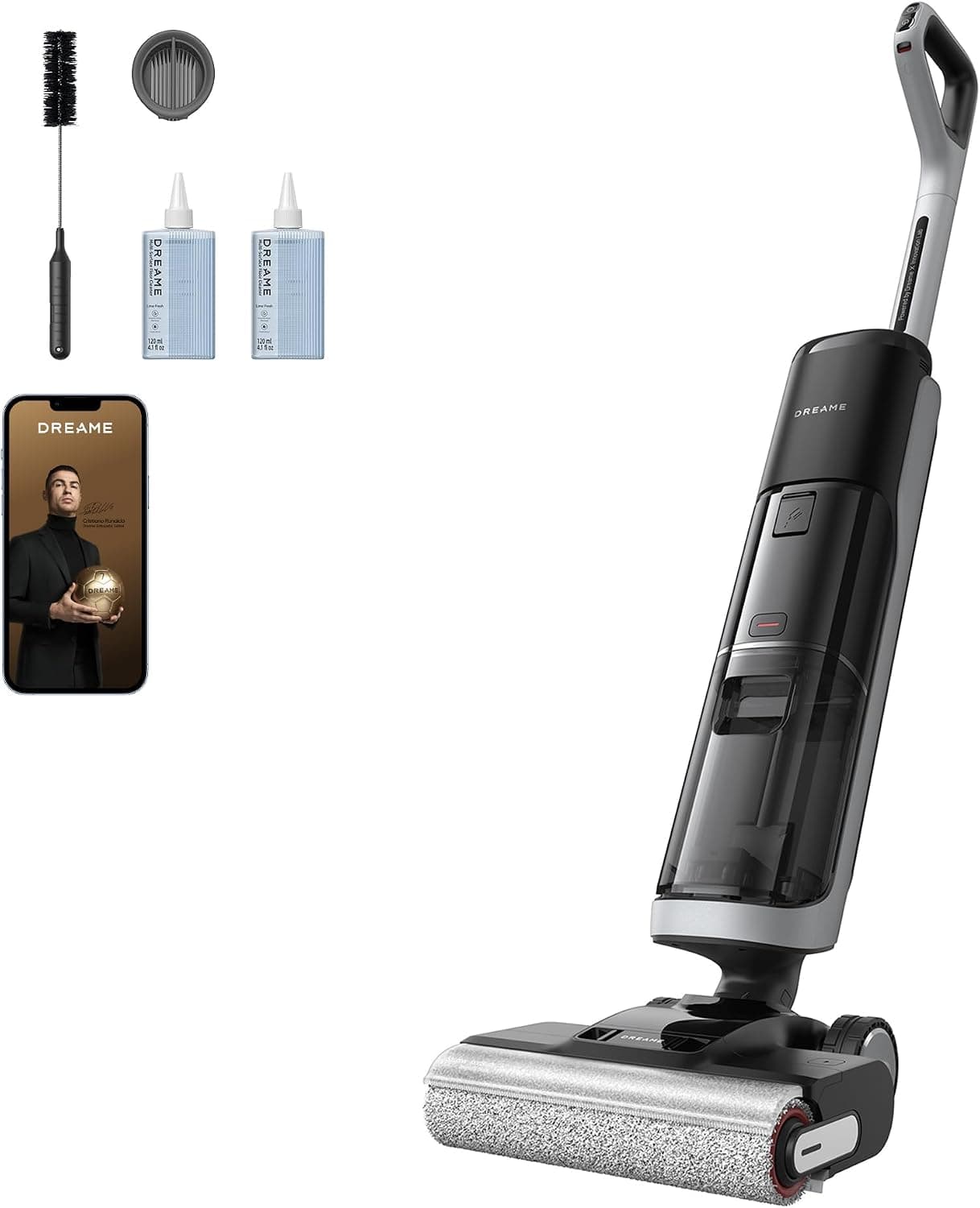 dreame H14 Pro Aspirador en Seco y Húmedo, Alcance 180°, Autolimpieza 60°C | Secado en 5min, 18.000Pa, Adición de Solución y Ajuste de Succión Automáticos, Control App, GlideWheel, Doble Borde