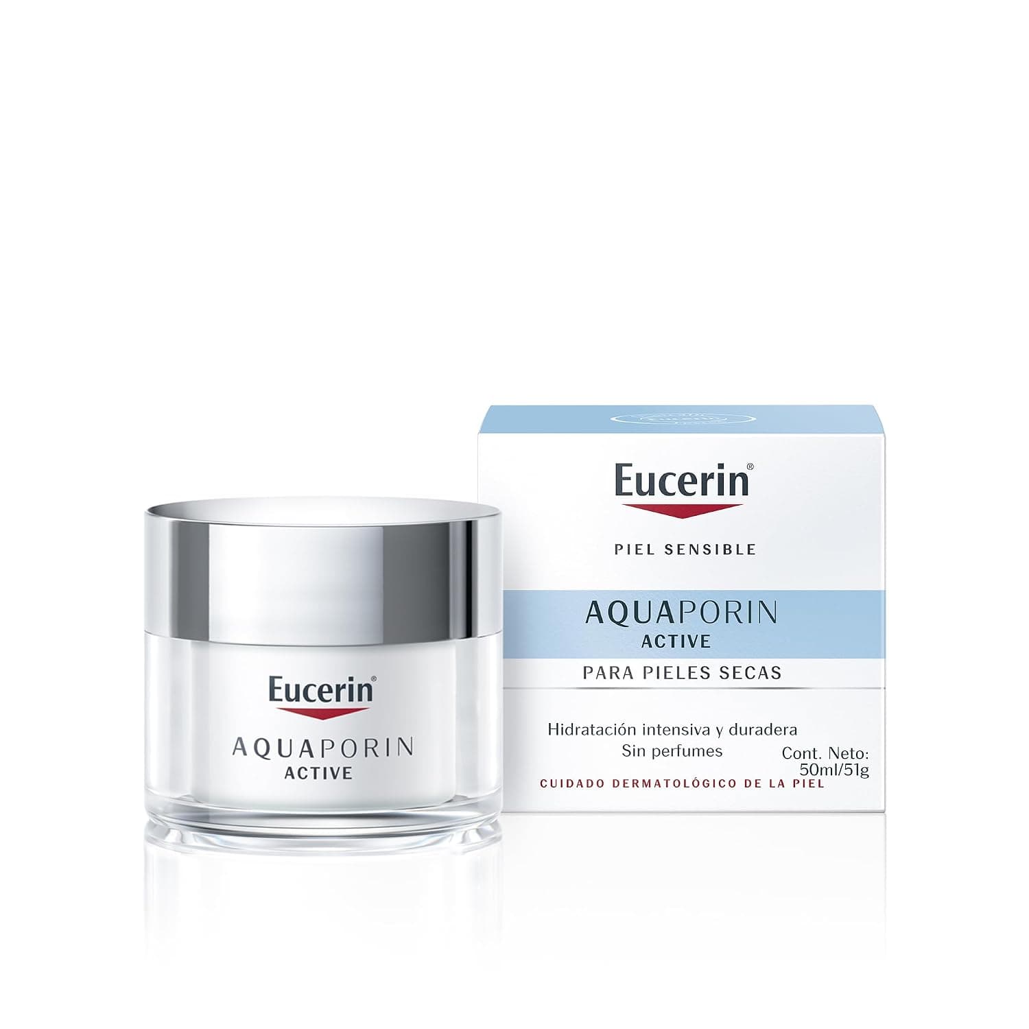 Eucerin AQUAporin ACTIVE Crema para piel seca (50 ml), hidratante facial hasta 24 horas, crema de cara con fórmula de día y noche con Glucoglicerol, indicada para pieles secas y sensibles