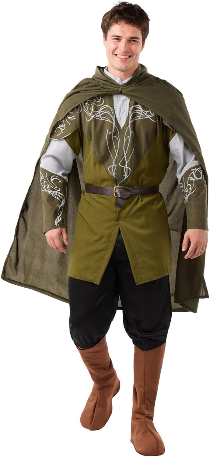 Funidelia Disfraz Oficial de Legolas - El Señor de los Anillos para hombre, Capa, camiseta, cinturón, pantalón y cubrebotas - Traje para adultos para fiestas, Carnaval y Halloween - Talla S