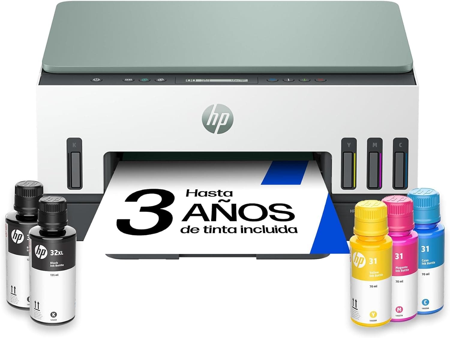 HP Smart Tank 7007, Impresora multifunción de inyección de Tinta A4 a Color, Wi-Fi, impresión a Doble Cara automática, escáner y Copia, hasta 3 años de Tinta incluida