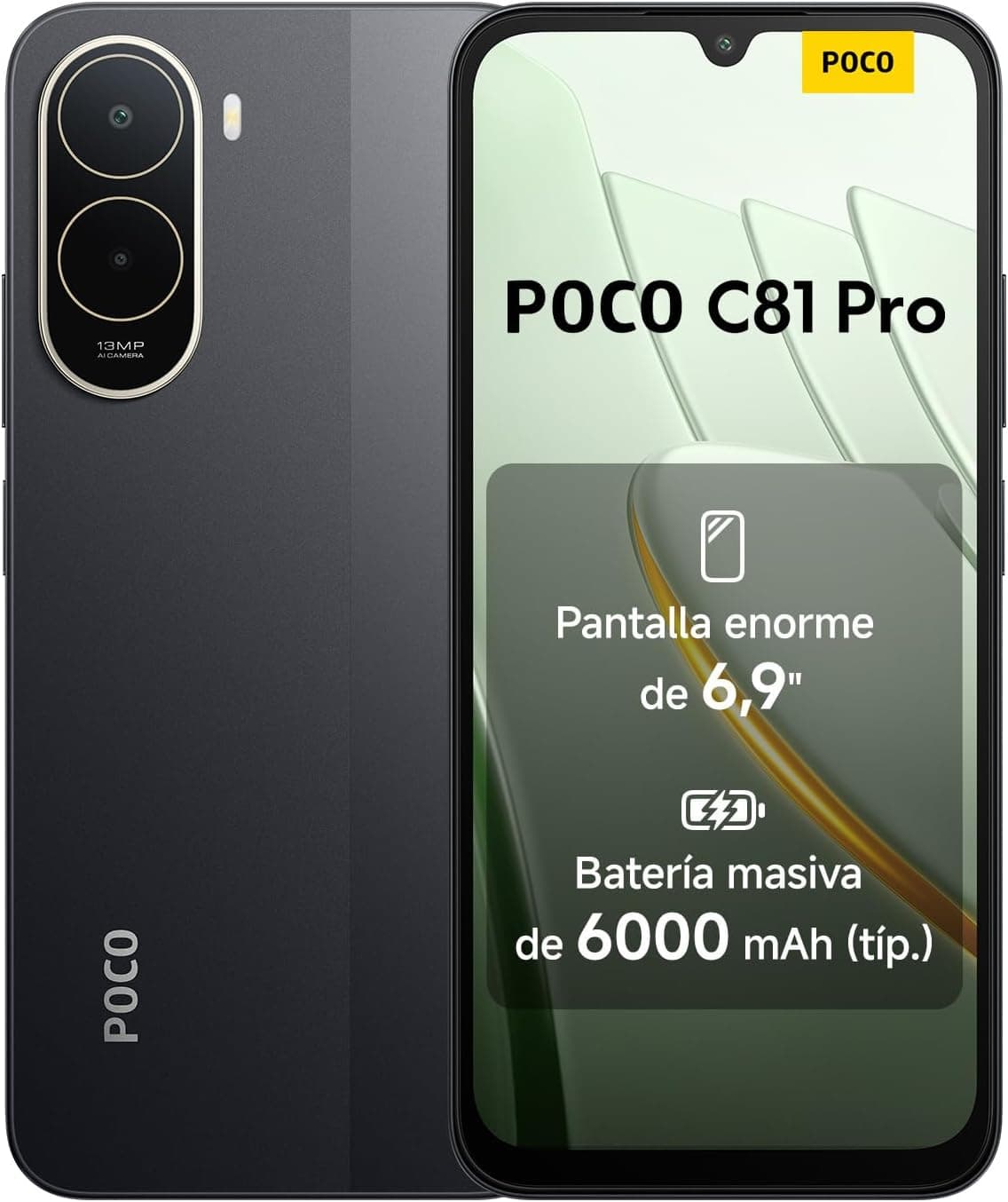 Xiaomi POCO C81 Pro Smartphone 4+256 GB Negro Batería de 6000 mAh