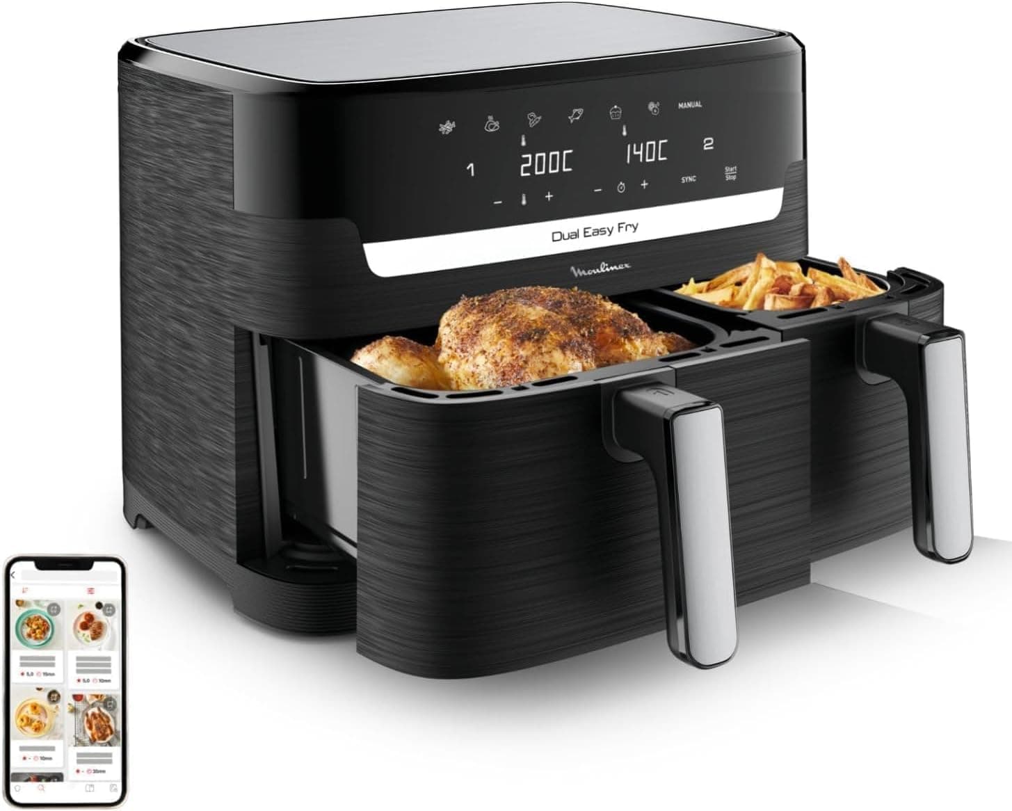 Moulinex Dual Easy Fry 8,3L, Freidora de aire con doble cesta