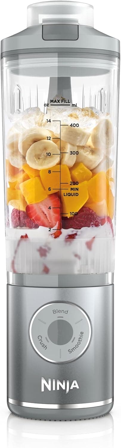 Ninja Blast Max Batidora Portátil, 570 ml, Batería Recargable, Plata