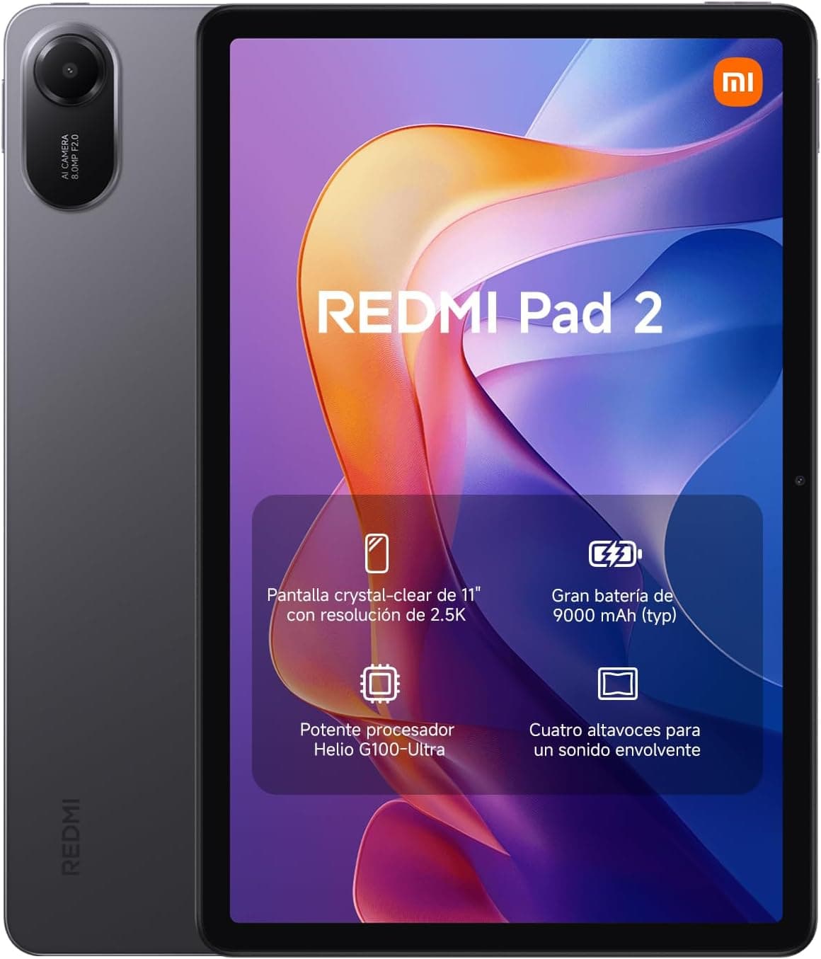 Xiaomi REDMI Pad 2 4+256GB Tablet de 11" 2.5K Gris Batería de 9000 mAh
