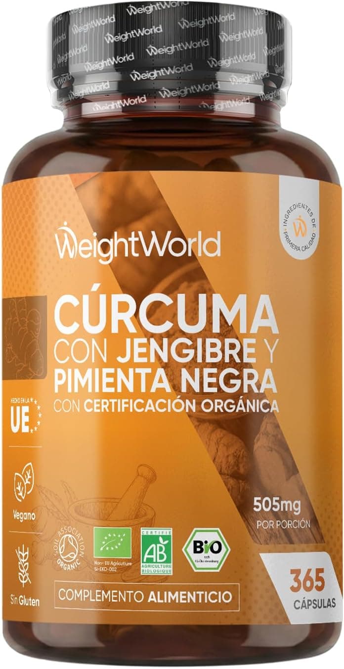 Cúrcuma con Pimienta Negra y Jengibre Orgánica, 365 Cápsulas, Para 1 Año -