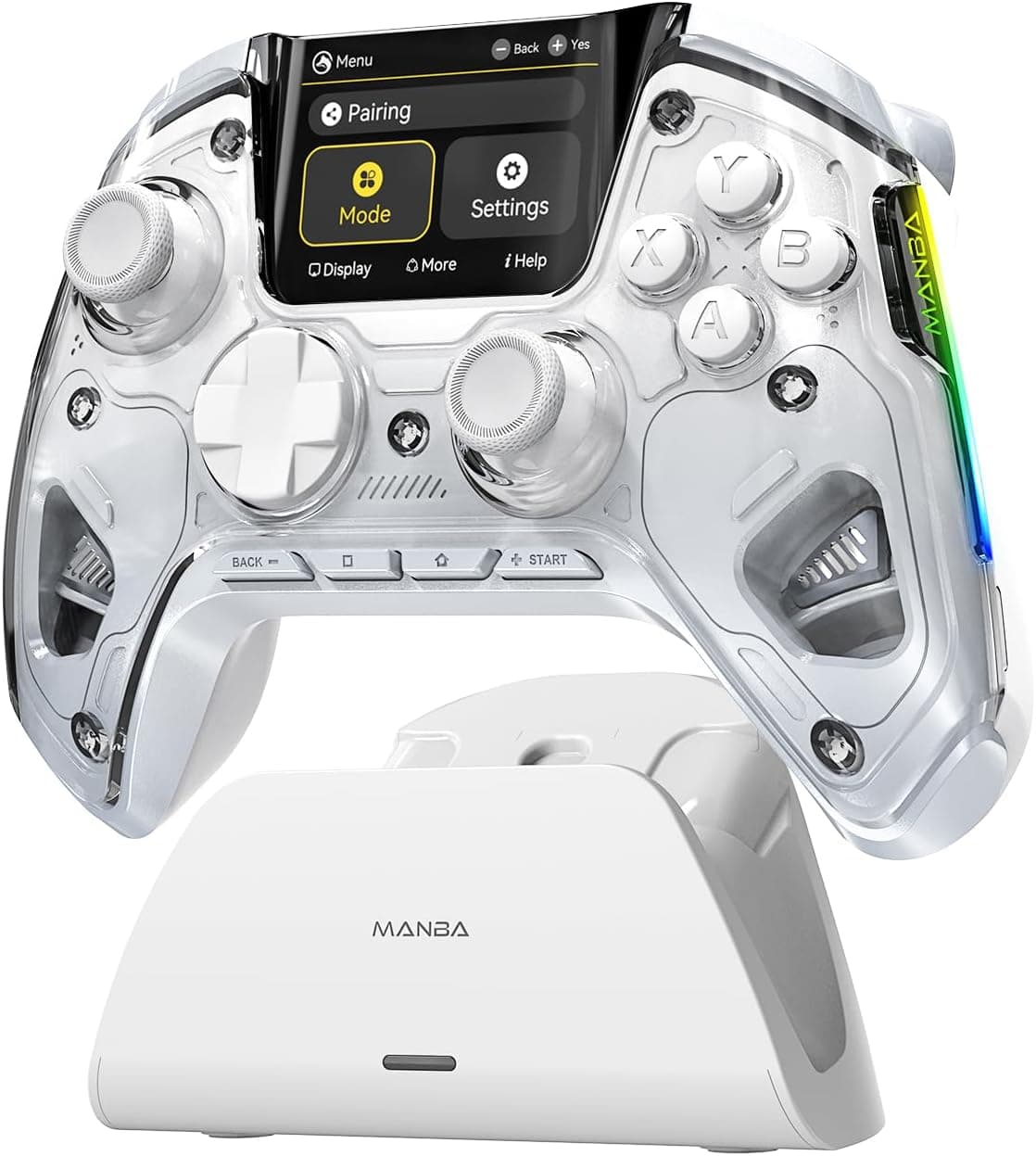 ManbaOne Mando Wireless con Pantalla para PC/Switch/iOS/Android (Blanco)