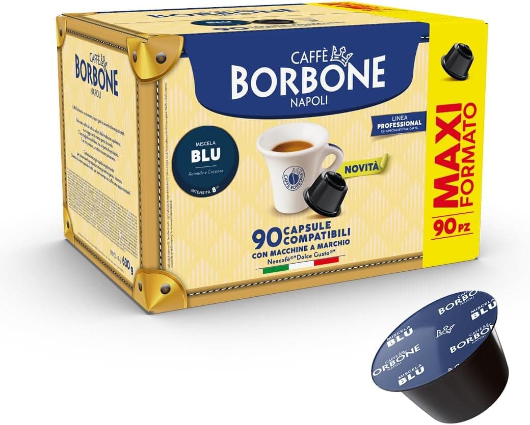 Caffè Borbone Mezcla de Café Azul - 90 Cápsulas - Compatibles con Máquinas de Café Nescafè®* Dolce Gusto®*