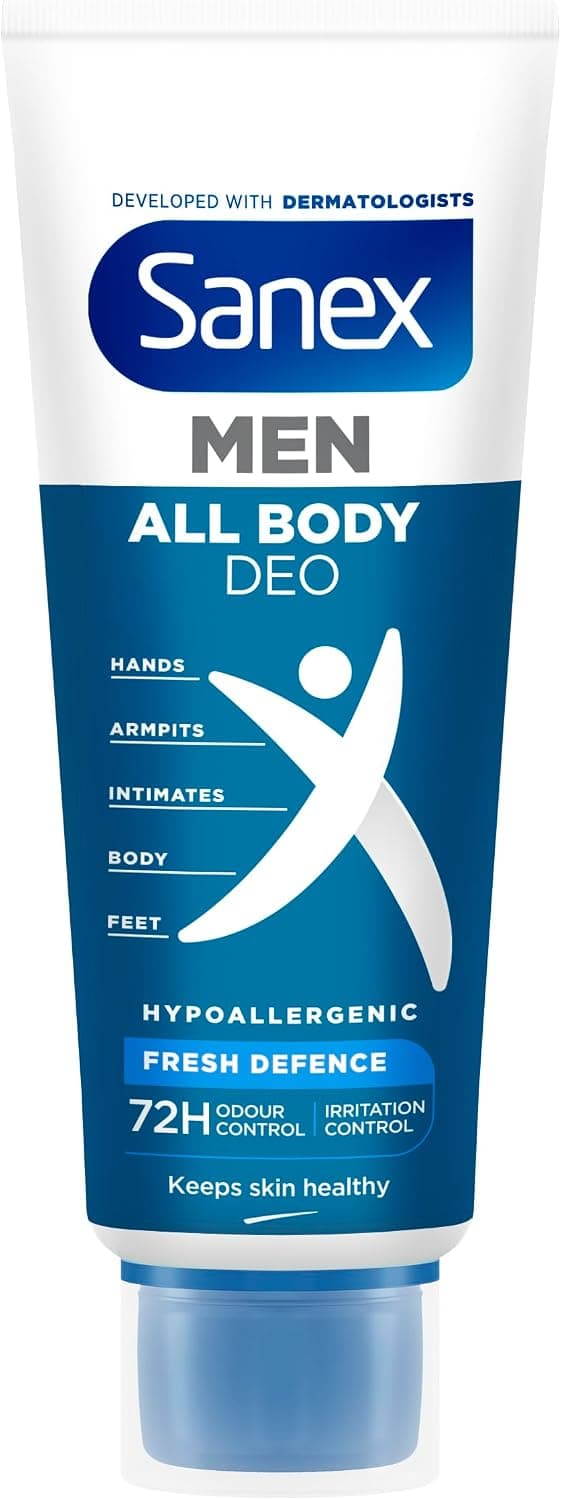 Sanex Men Deo Todo el Cuerpo, Crema Desodorante Frescor Hombre, 75ml