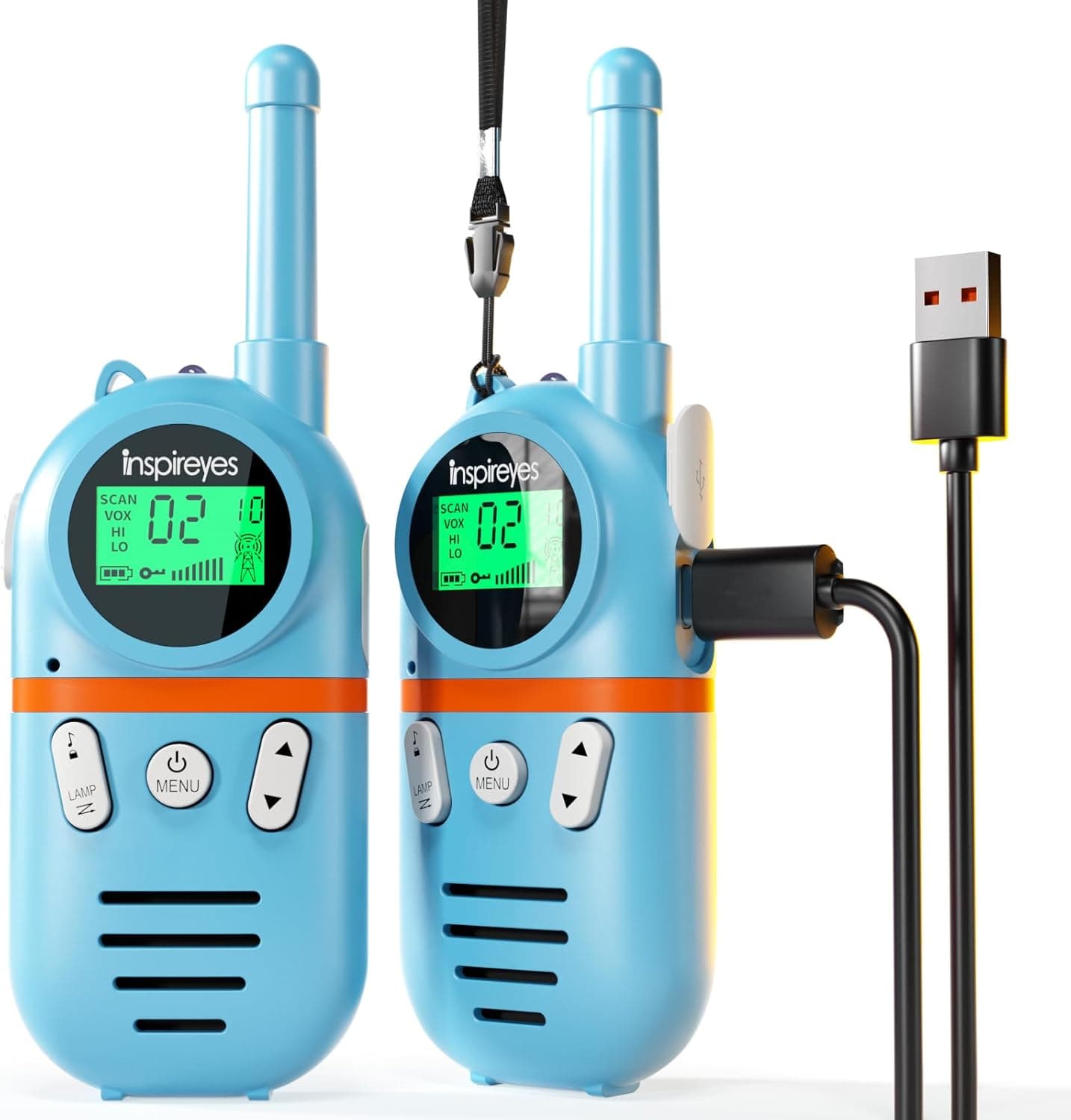 Inspireyes Walkie Talkies Niños Recargables,Regalo Niño Niña,Pack de 2