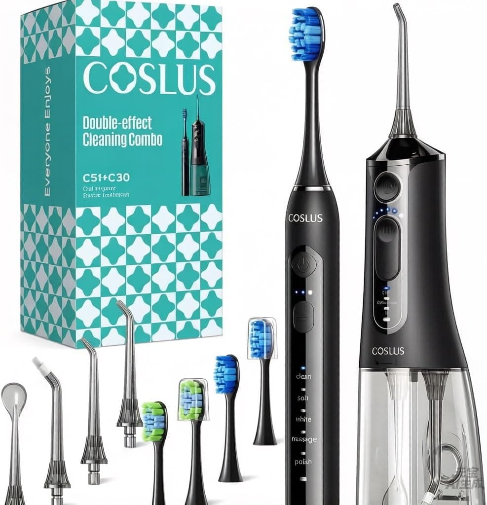 COSLUS C51C30 Cepillo de Dientes Eléctricoo con Irrigador Dental 2-1 Kit