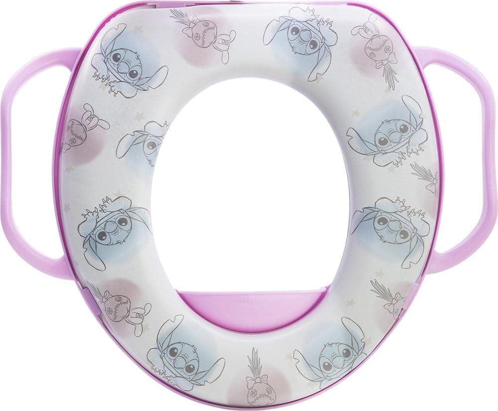 Tataway Inodoro infantil Soft con asas, reductor de inodoro con estampado de Disney Stitch, asiento cómodo y antideslizante, fácil de limpiar.