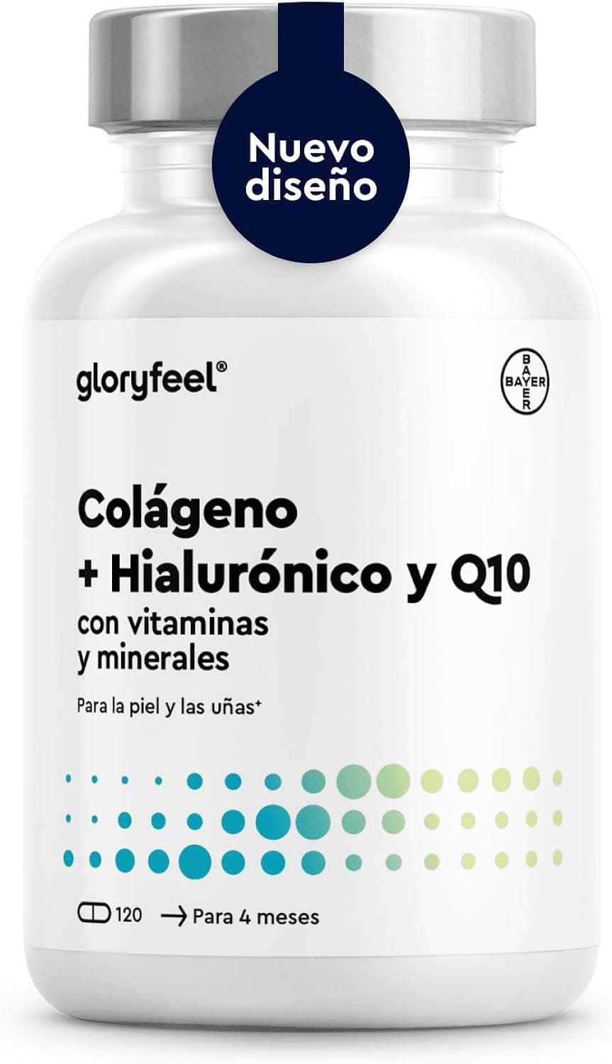 Colágeno con Magnesio y Ácido hialurónico + Q10, 120 Cápsulas - Con Zinc, Vitaminas A, C, D3 y B12 - Colageno Marino Hidrolizado - Articulaciones, Fuertes, Piel Tersa y Energía
