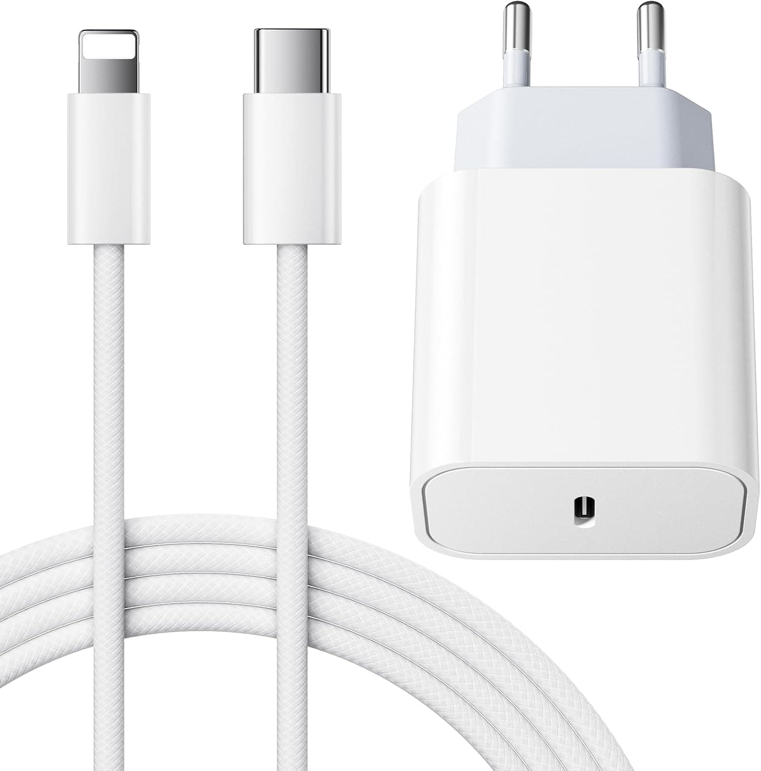 25W Cargador Carga Rapida for iPhone 14/14 Pro/14 Pro Max/14 Plus 13 12 11 SE XR X XS 8 7, USB C Carregador Enchufe Rapido Adaptador Charger Corriente con 2M Cable, Rosa