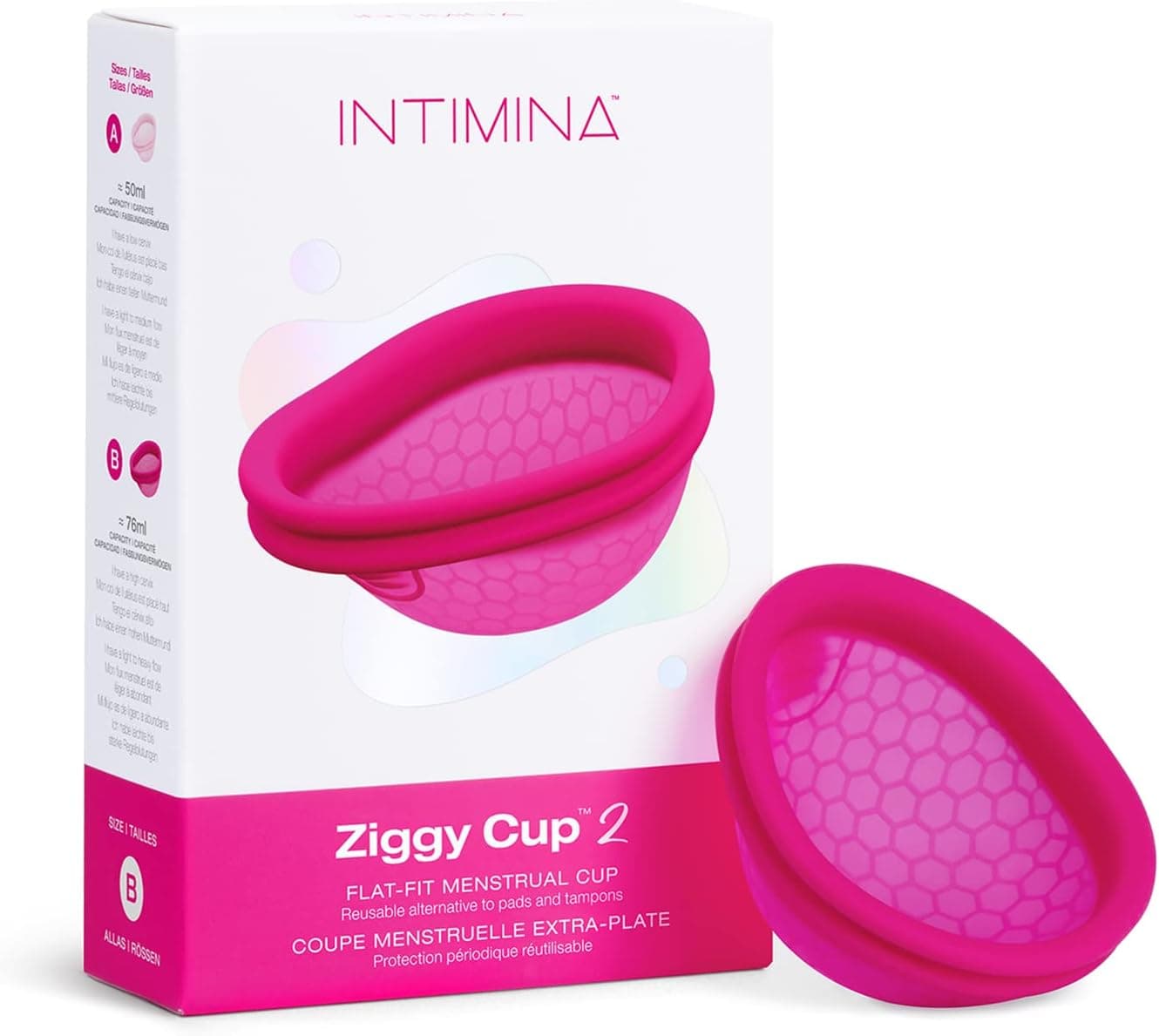 INTIMINA Ziggy Cup 2: Disco Menstrual Ultrafino Reutilizable con Diseño Extraplano, Copa Menstrual Reutilizable, (Tamaño B)