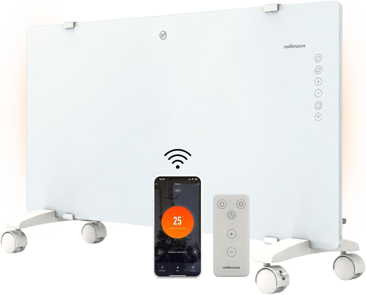 Mellerware Radiador Convector Eléctrico 2000 W Cristal Control Inteligente