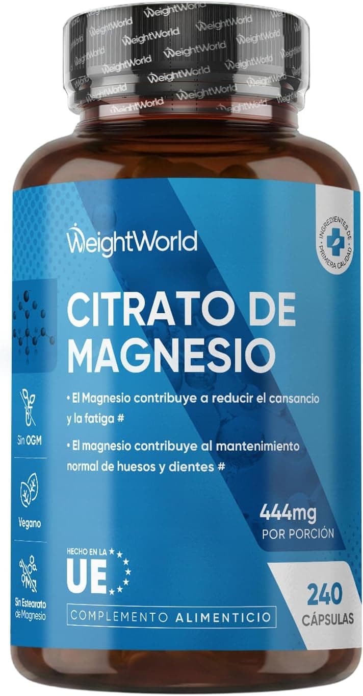 Citrato de Magnesio 240 Cápsulas Veganas - 444mg de Magnesio Puro