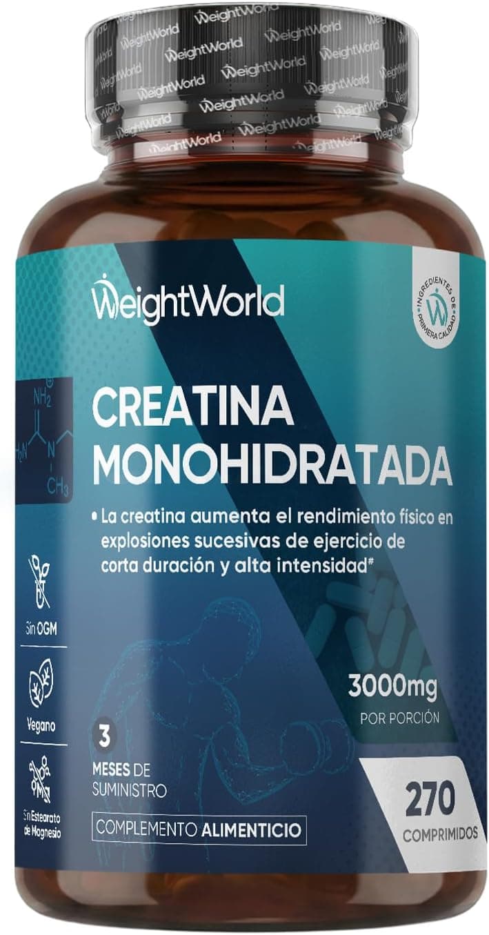 Creatina Monohidratada 3000mg, 270 Comprimidos, 3 Meses de Suministro