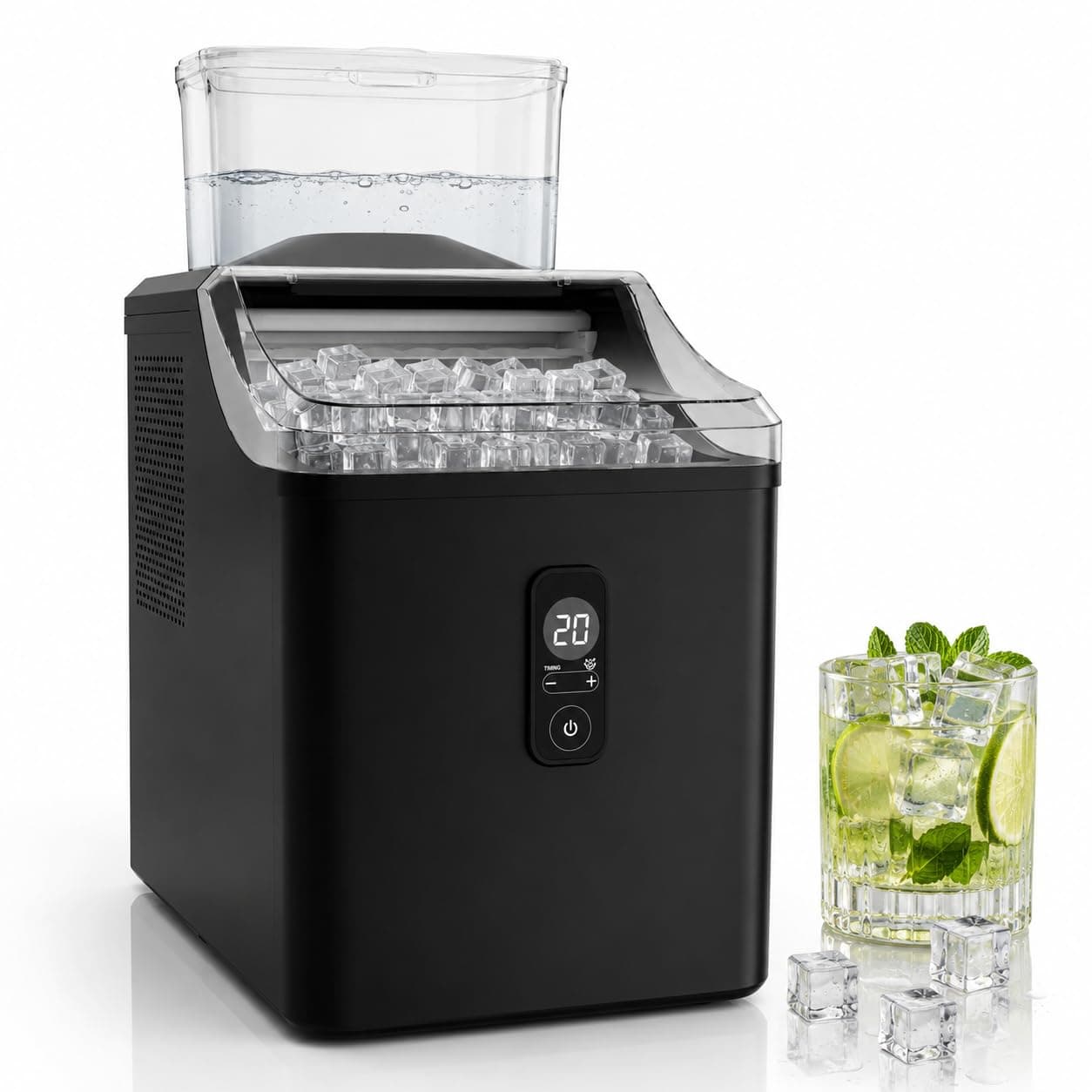 Máquina de Hielo Cubitos Cuadrados 10kg/24h, 24 Cubos en 15 Min
