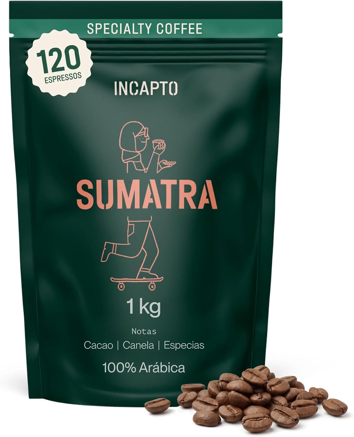 Incapto Café en Grano de Especialidad 1kg | Origen Sumatra | 100% Arábica | Specialty Coffee 85 puntos SCA | Tueste Natural y Artesanal | Finca Aceh, Trenggiling