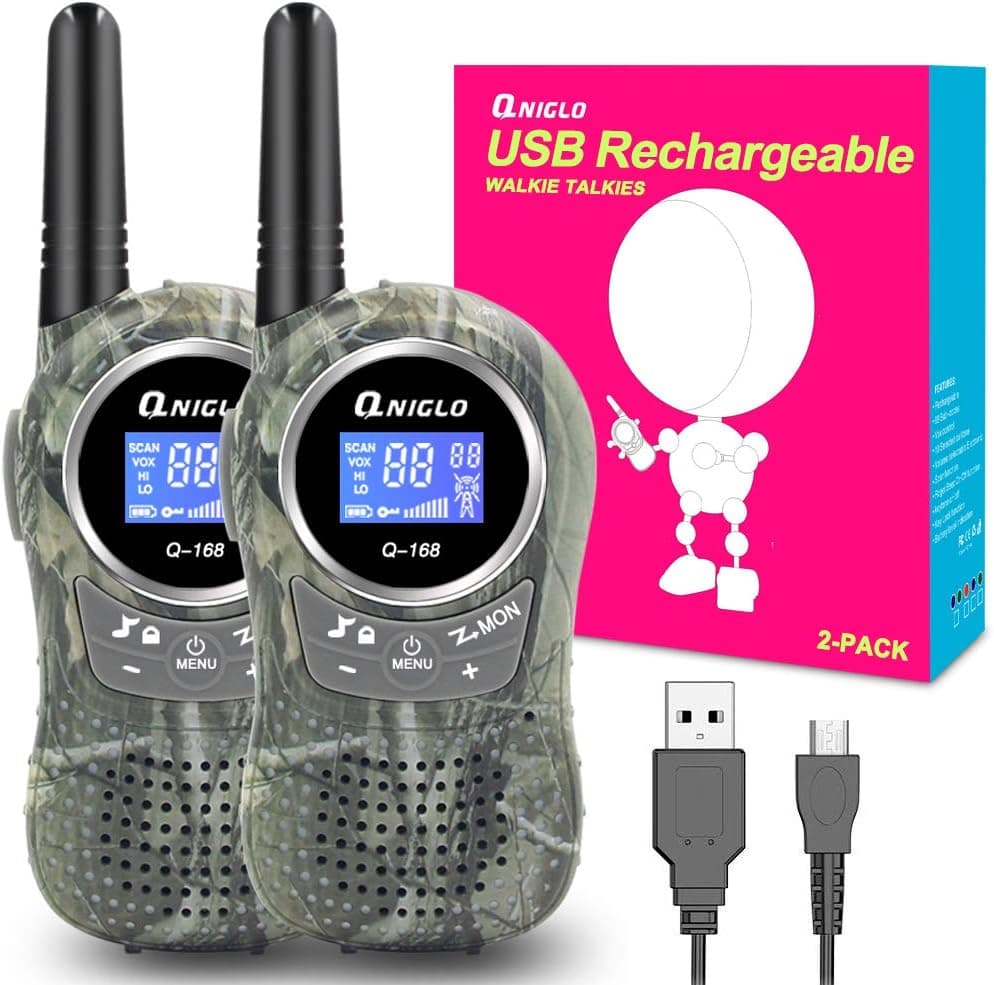 QNIGLO Walkie Talkie Niños Recargable USB, Walky Talky Regalo Niño Niña