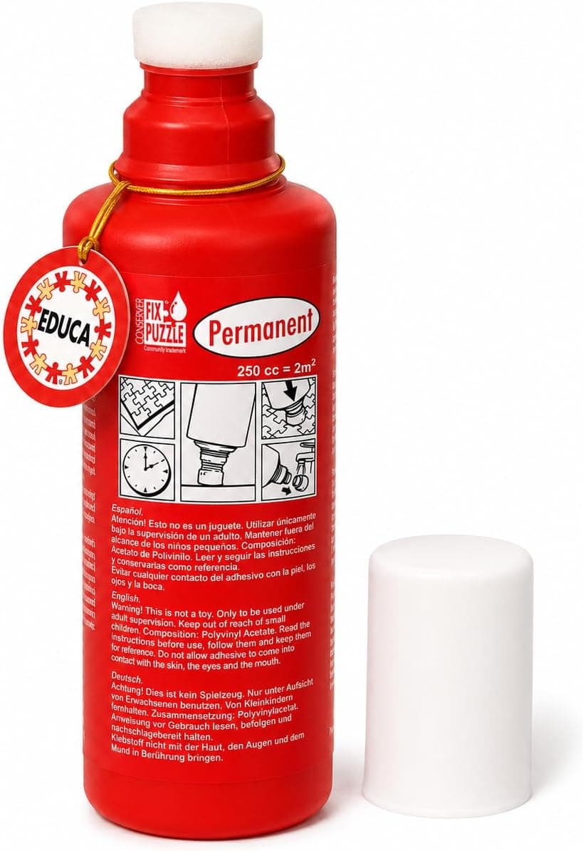 Educa - Fix Puzzle | Pegamento para Puzzles Permanente y Transparente, 250 ml | Aplicador Esponja Limpio y Duradero | Universal | 250ml (17193)
