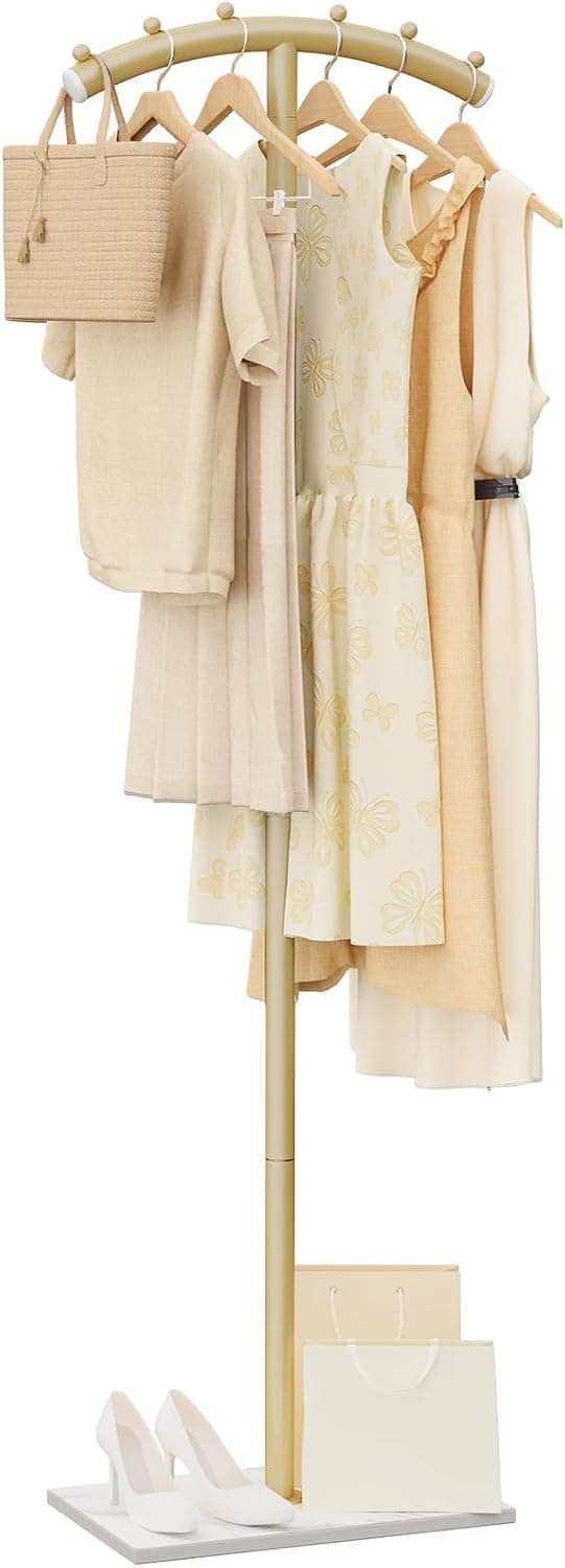 Perchero de Pie Metálico en Forma de T,175cm Perchas,Dorado