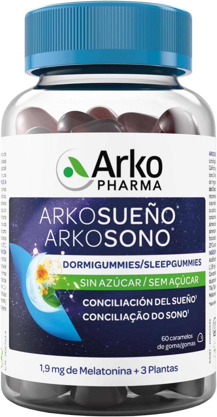Arkopharma Arkosueño Dormigummies 60 Gummies Sin Azúcar, Conciliar Sueño Fácilmente, 1,9mg Melatonina, Melisa, Tila y Amapola de California Para Dormir, Vegano